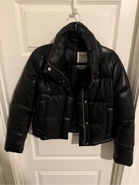 Abercrombie puffy faux leather jacket